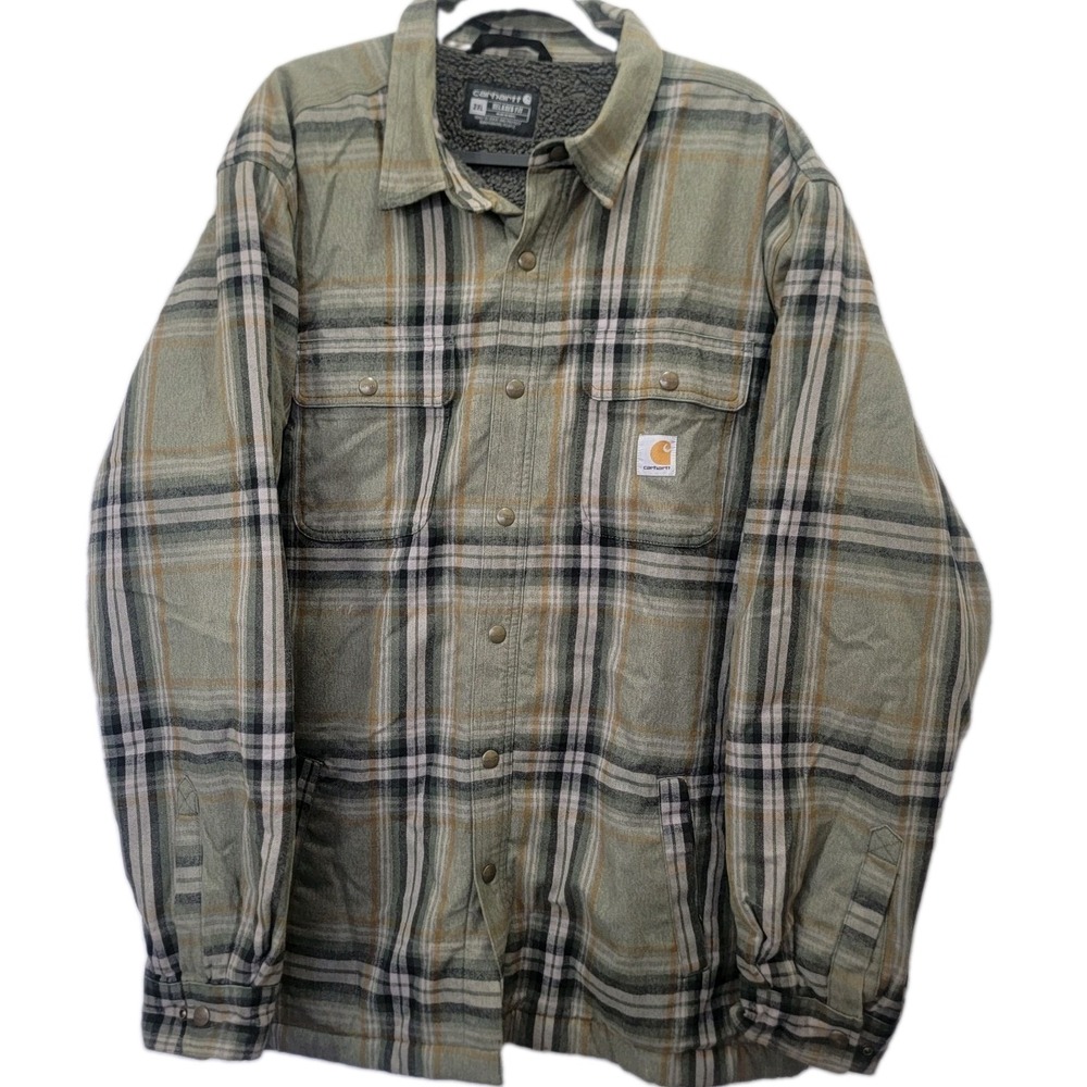 Carhartt Relaxed Plaid Flannel Sherpa Lined Shirt Jacket Shacket Tj4452 Mens 2XL
